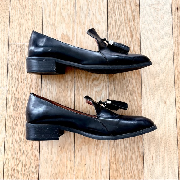 JEFFREY CAMPBELL Black Leather Tassel Loafers - Picture 3 of 7
